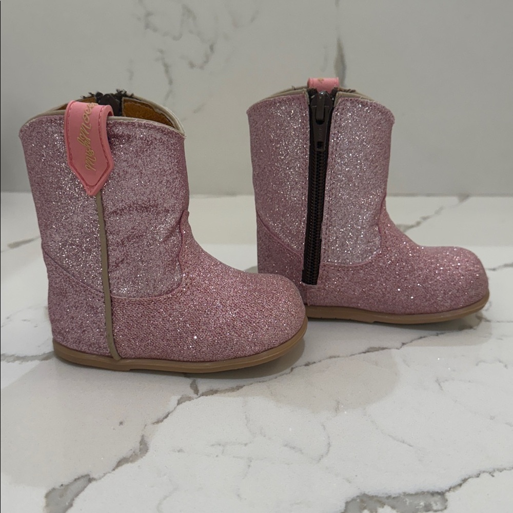 Mishmoccs Princess Baby Pink Glitter Boots with Zipper Size 5 NWOT - Picture 3 of 10